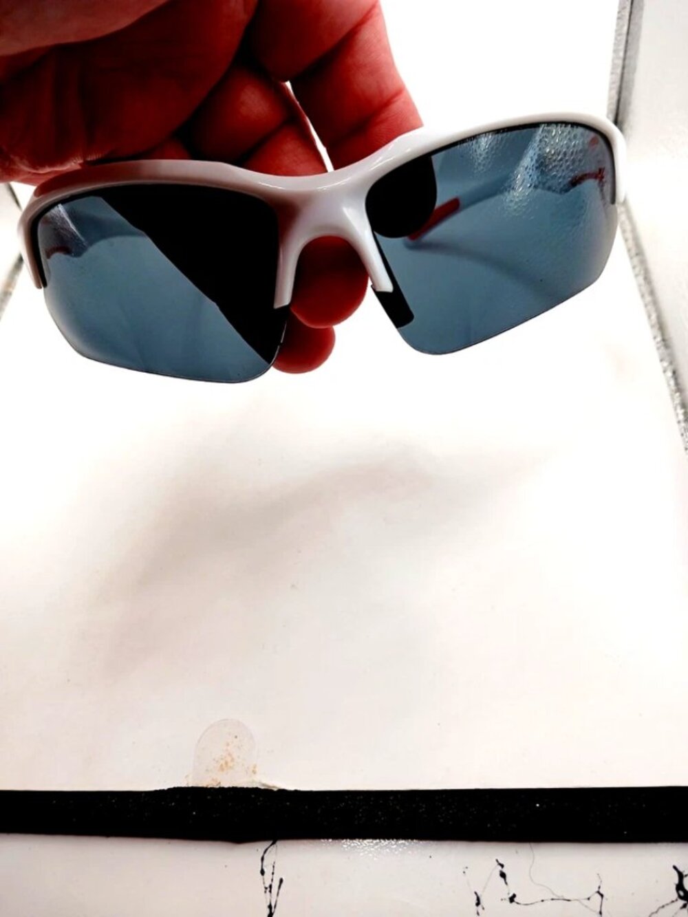 Sports Sunglasses White +Red Frame- Black Lenses UV400 New Unisex - Picture 5 of 7